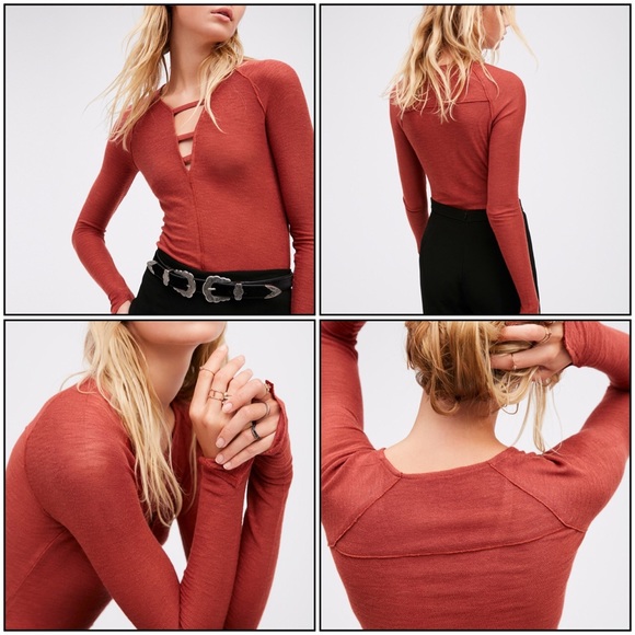 NWT Free People Bae Bae Layering Top Terra Cotta - Picture 2 of 9